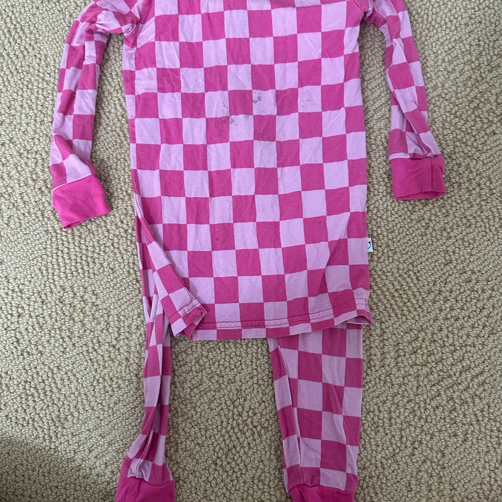 Dream Big Little Bamboo Pink Checkered Pajama Set